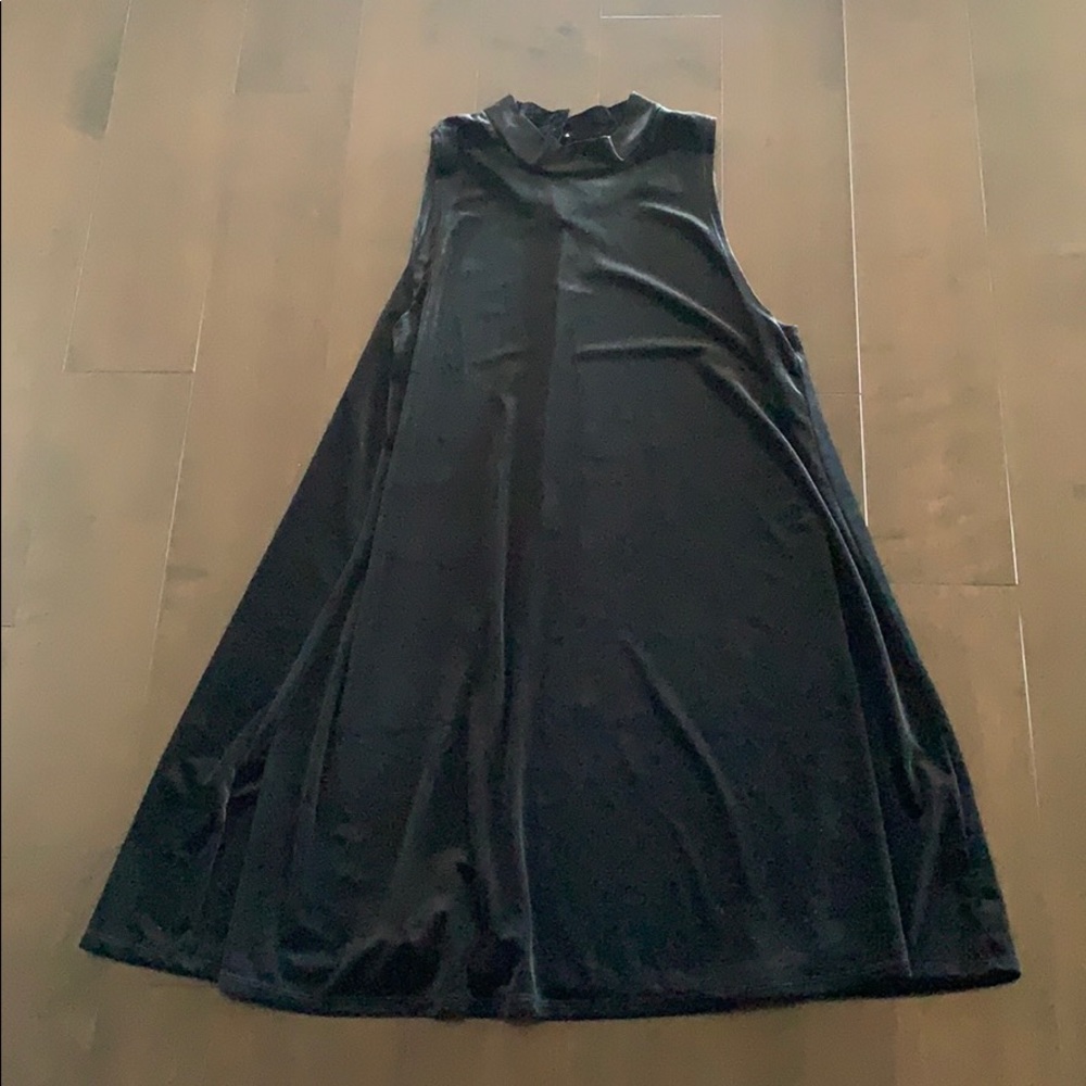 Black velvet turtleneck dress